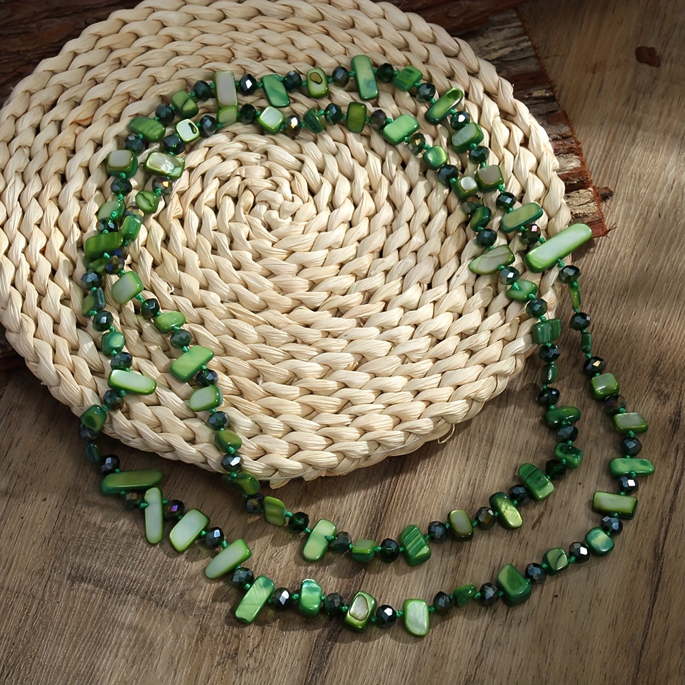 Rainbow Glass Beaded Boho Style Necklace for Women